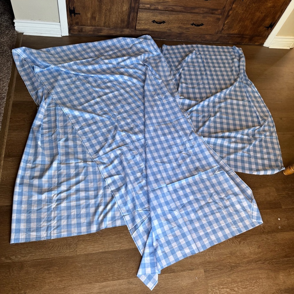 Light Blue Gingham Fabric 58” x 44.5” and 141” x 44.5”